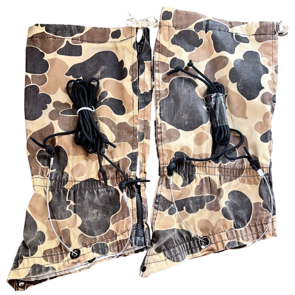 Vintage USA Duck Camo Hunting Gaiters Fieldline Leg Covers‎ ExcellentCondition